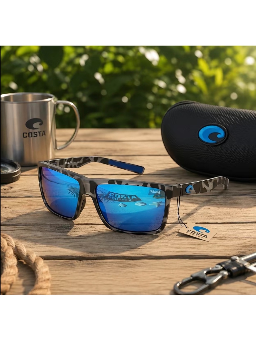 Sunglasses on Wooden Table
